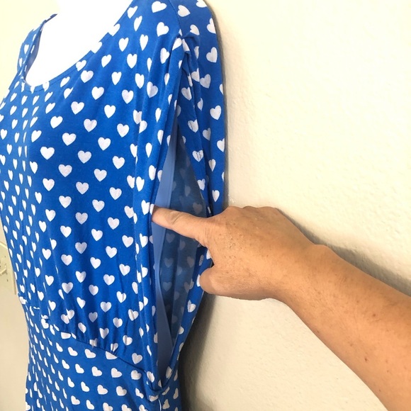 FREE PEOPLE
Lakeside Hearts Print Cutout Rushed Midi Dress In Blue Size XL - Picture 7 of 14